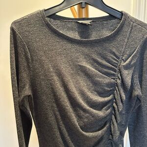 Club Monaco Charcoal Ruched Long Sleeve Top